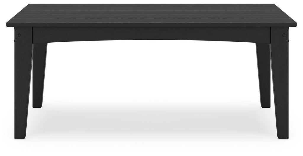 Rectangular cocktail table in dark/black with slatted surface and sturdy legs