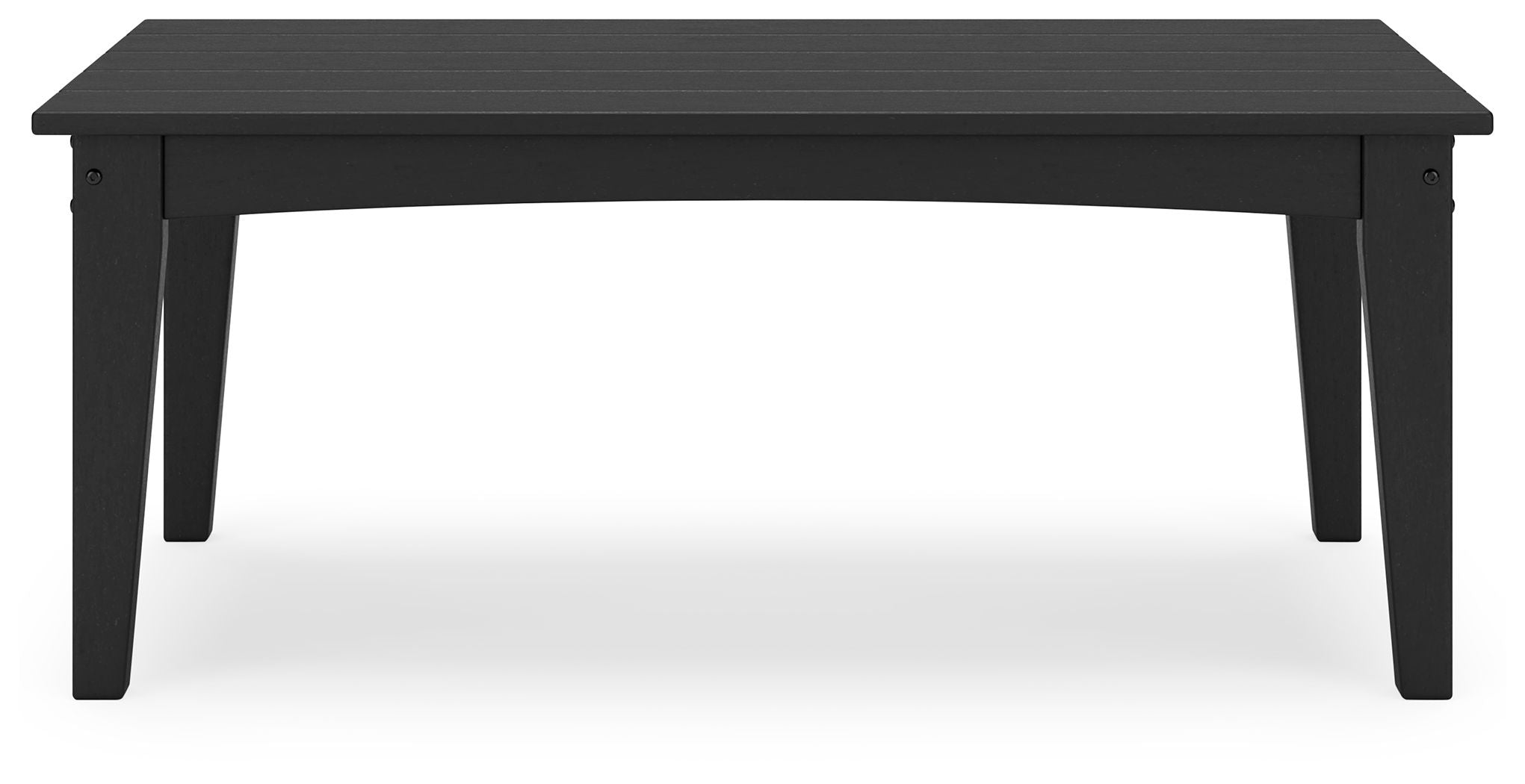 Rectangular cocktail table in dark/black with slatted surface and sturdy legs