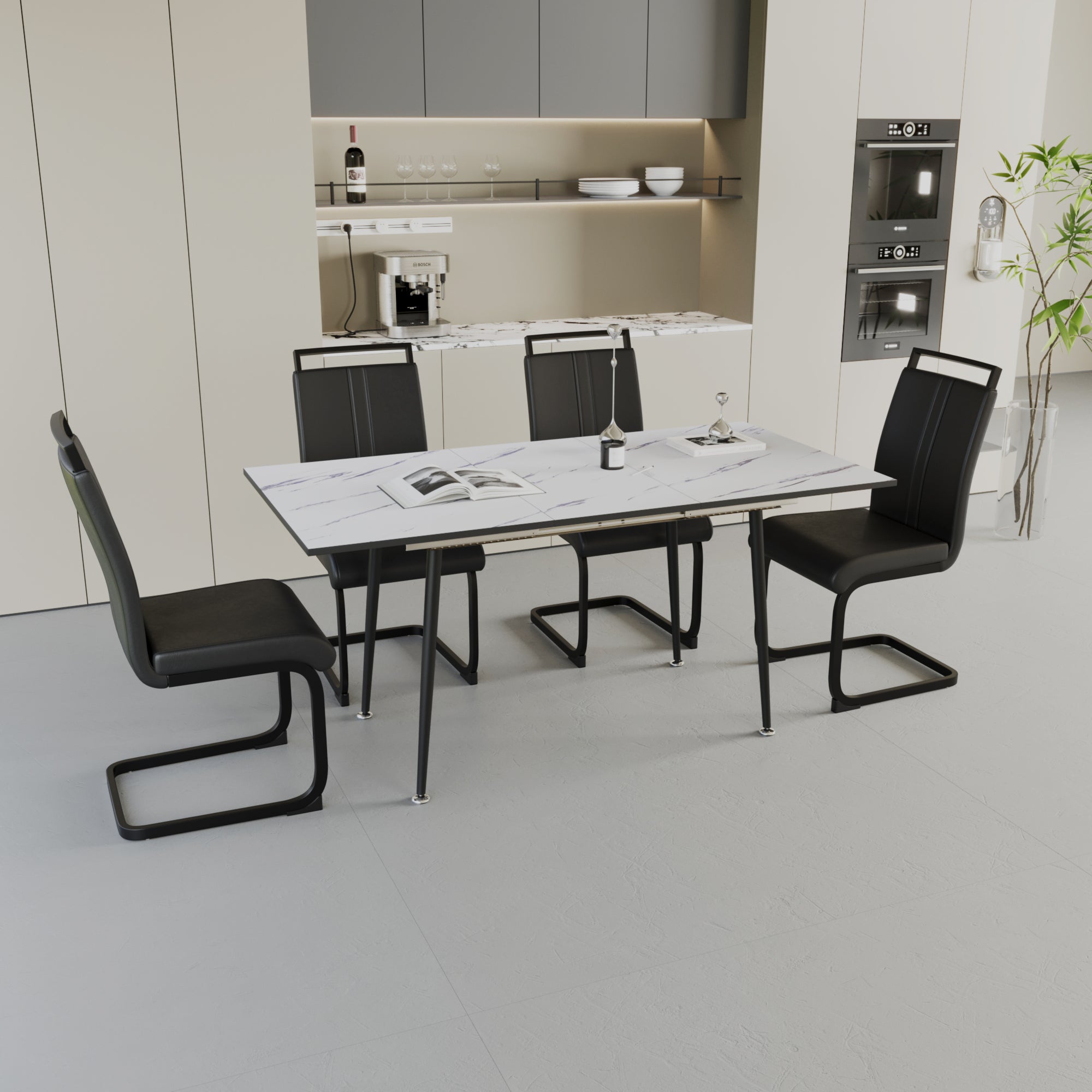 47"-63" Expandable Dining Table Set for 2-6