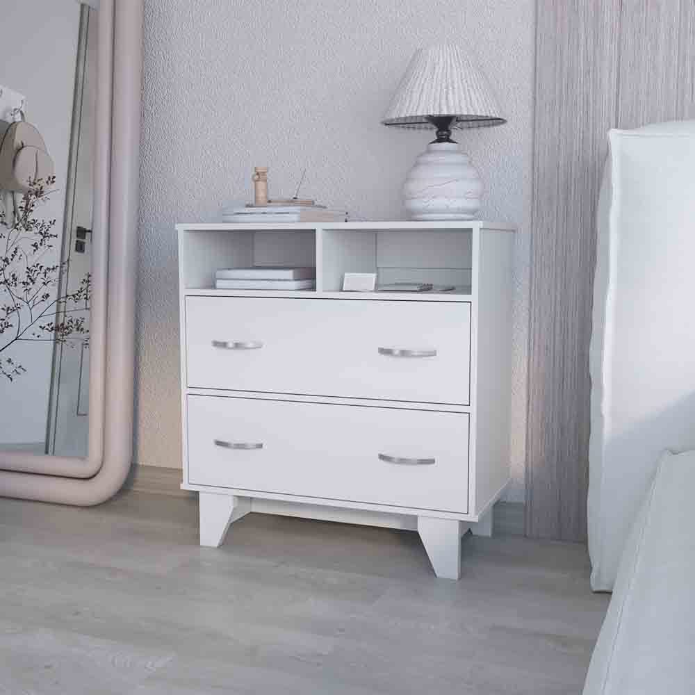 Arabi White Double Drawer Dresser - Bedroom Storage