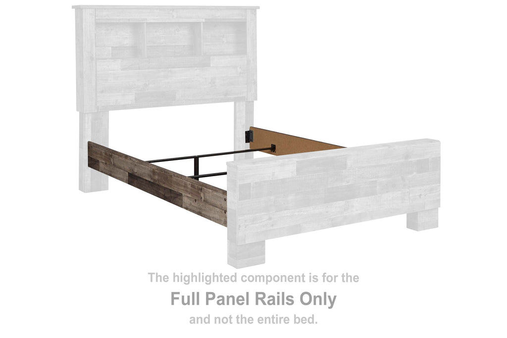 Full panel bed rails, light gray-white with wooden-look side rail