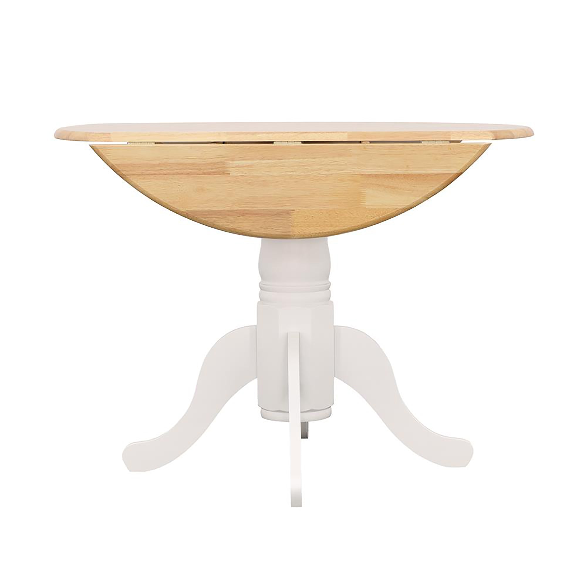 Round Drop Leaf Dining Table - Brown & White