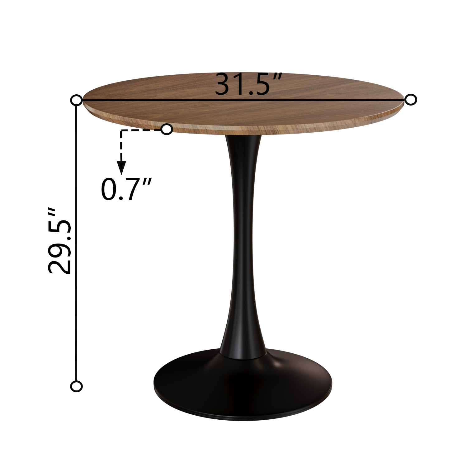 Tulip Dining Table Set, 31.5" Round, Gray