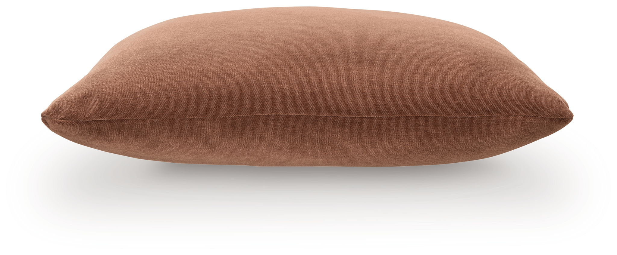 Jaxkins square pillow in medium brown fabric, side view