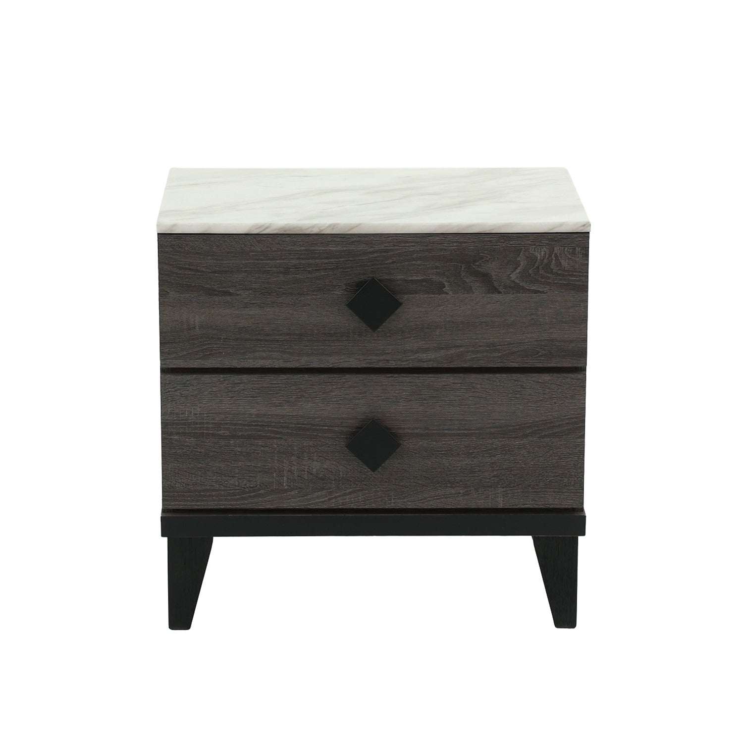 Two-Tone Wood Nightstand, 2 Drawers, Foil Grey Finish