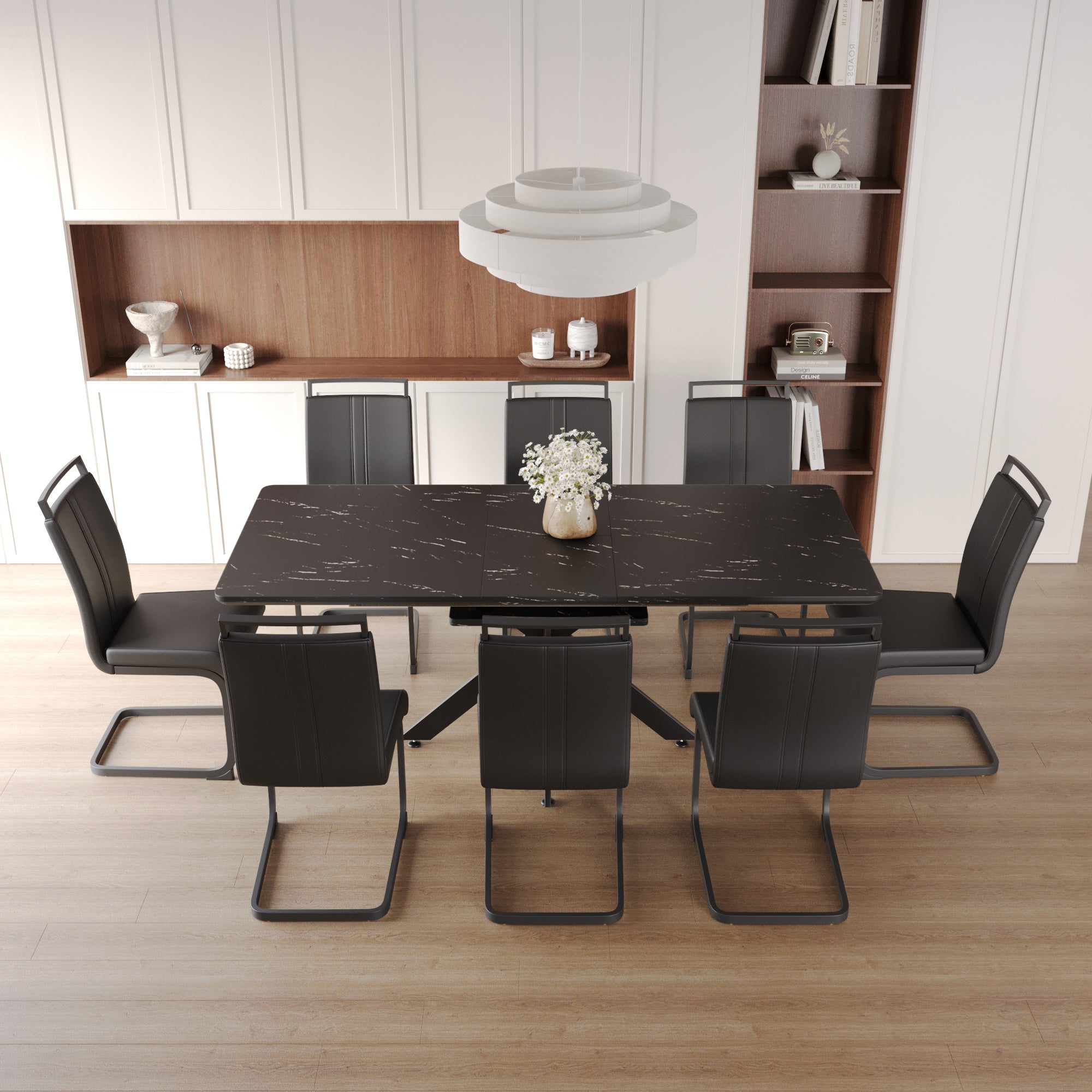 62" Extendable Dining Table Set for 6-8 People