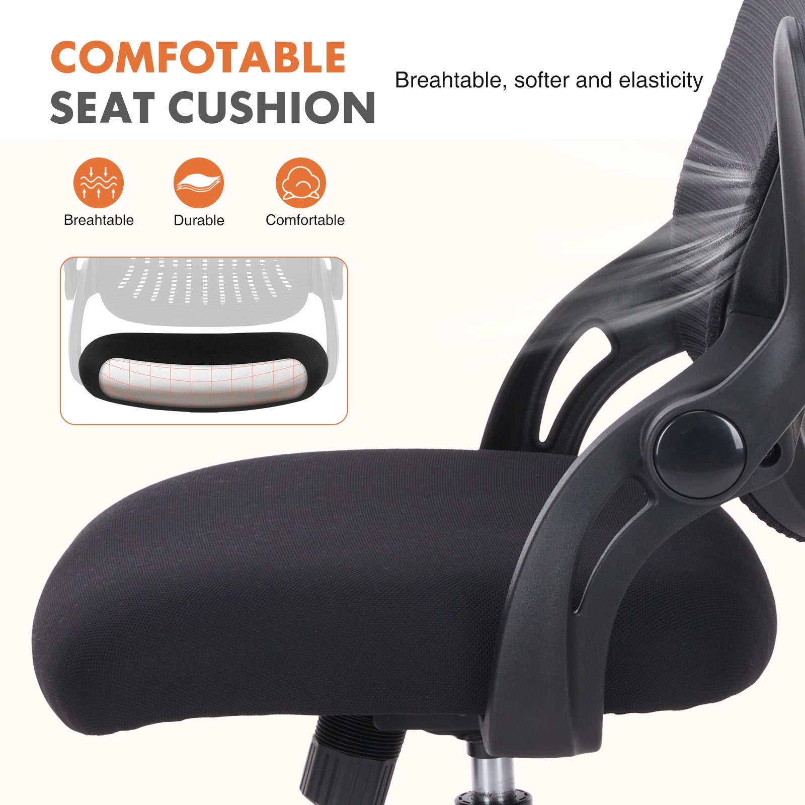 Ergonomic Mesh Office Chair - Adjustable Swivel with Lumbar Support