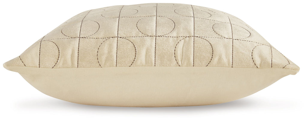 Kydner beige patterned pillow, stitched circle grid