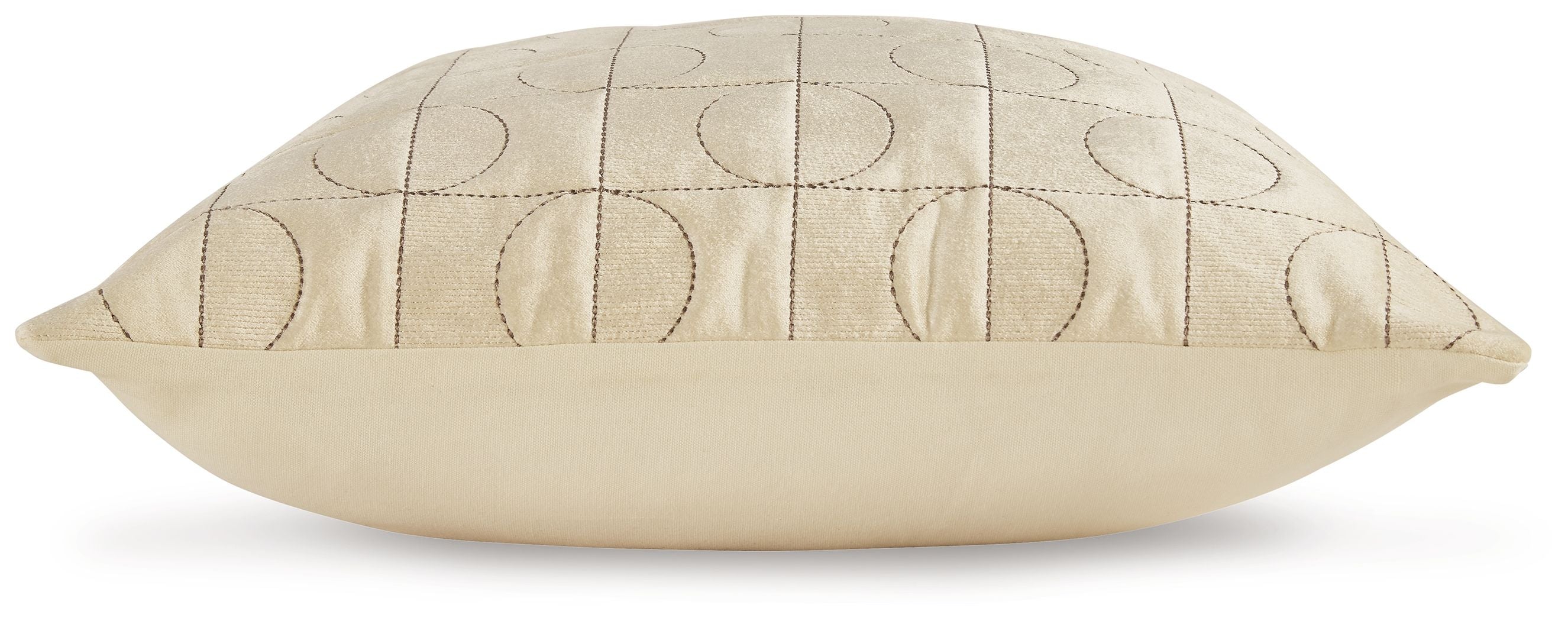 Kydner beige patterned pillow, stitched circle grid
