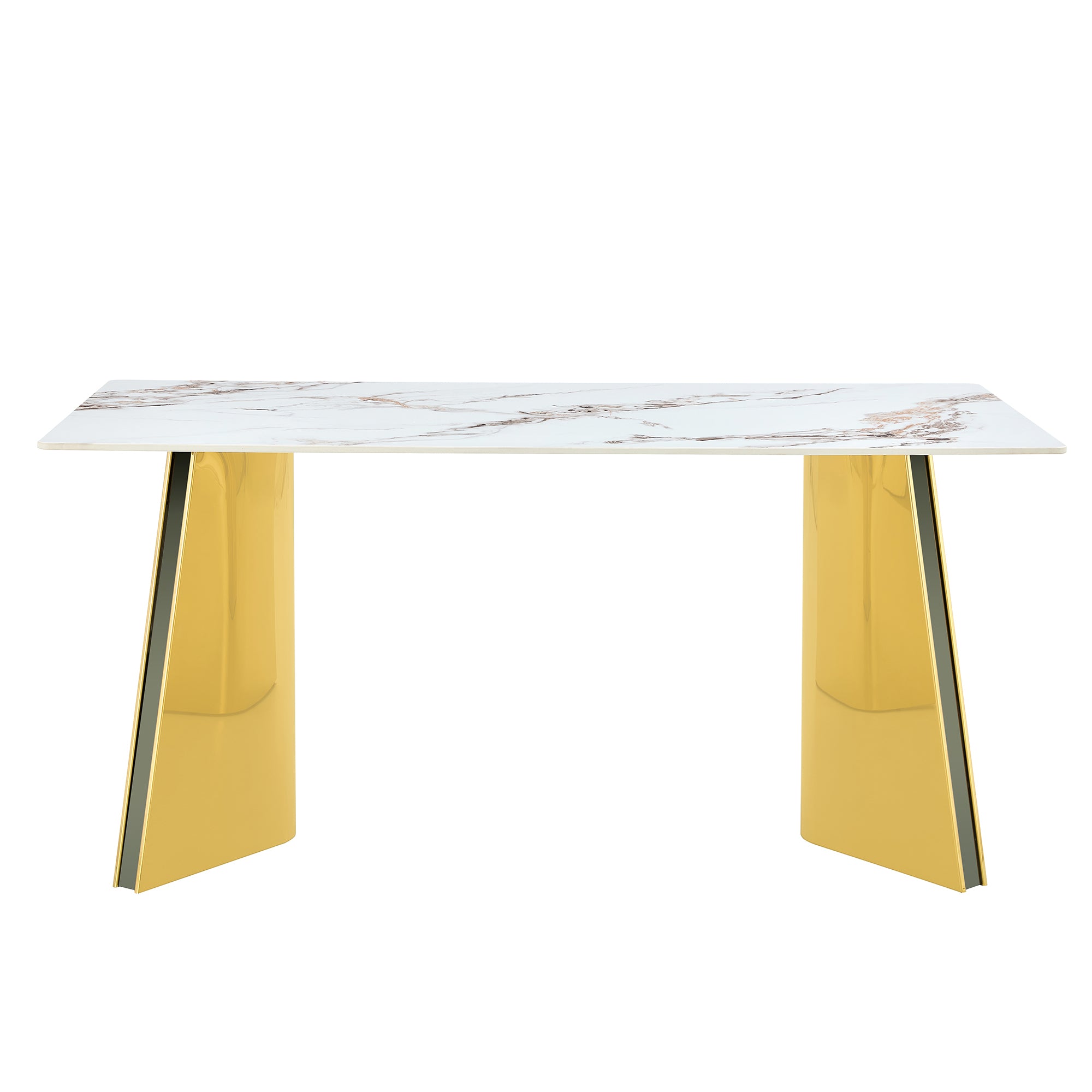 Jade Stone Dining Table & 4 White Chairs