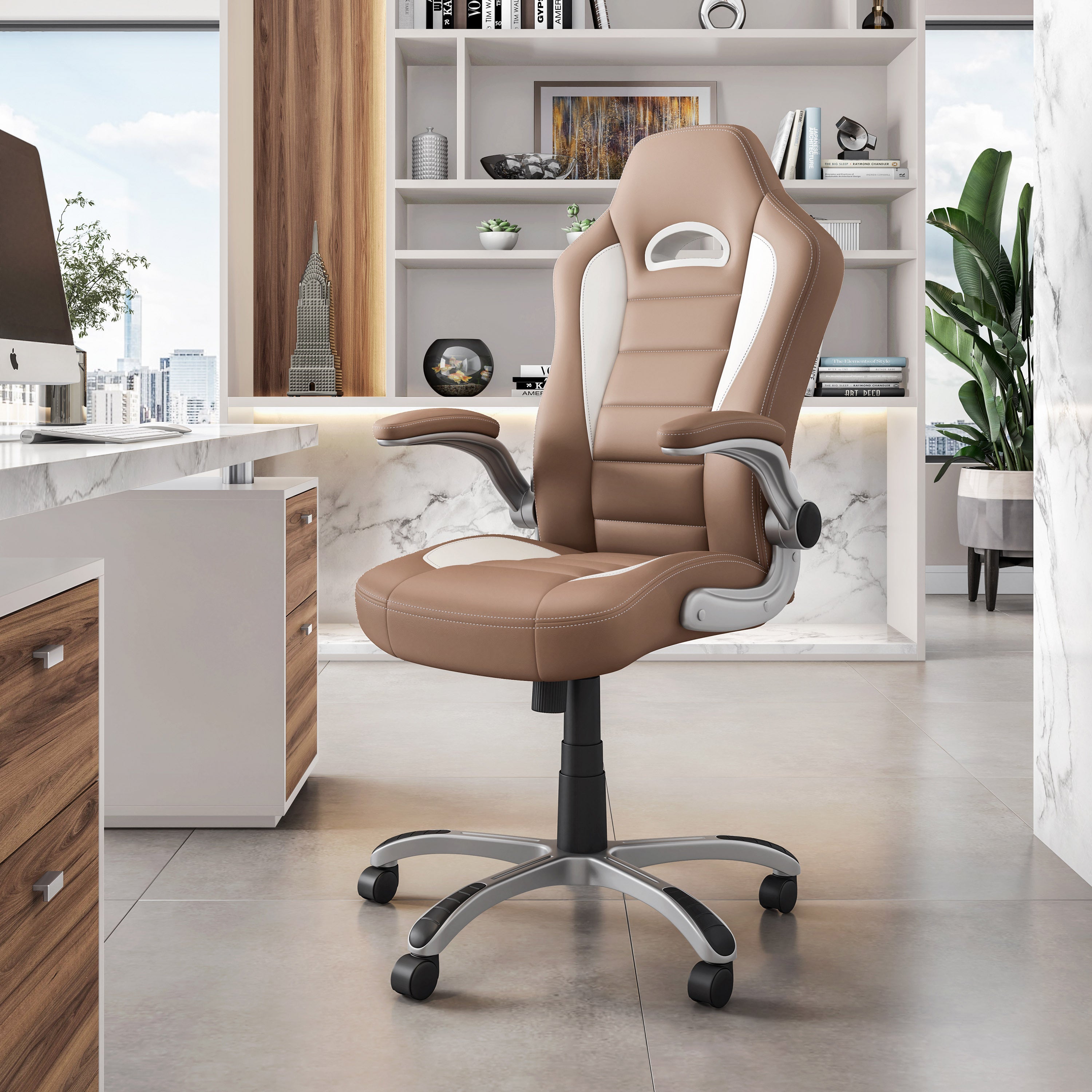 Sport Race Office Chair w/Flip-Up Arms