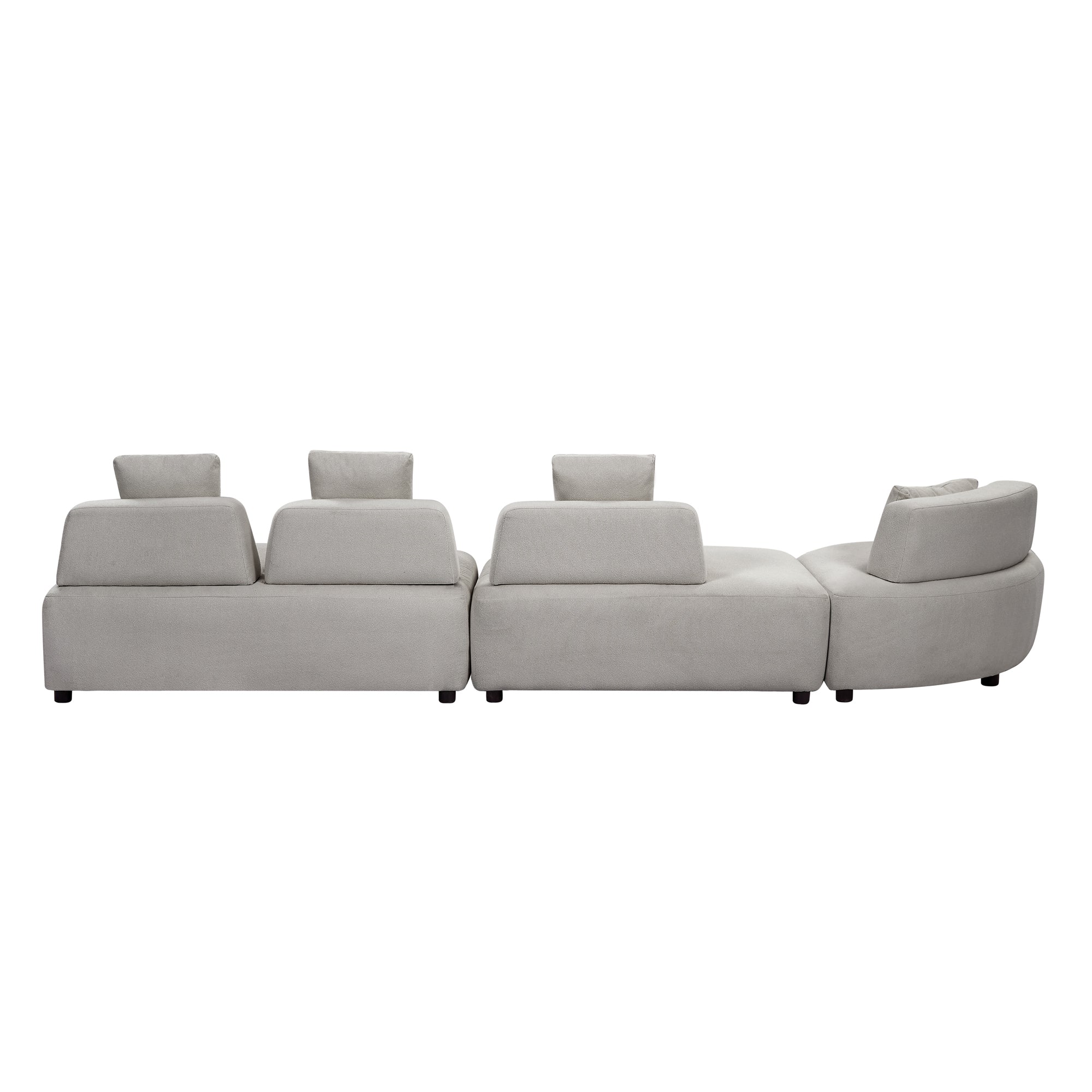 Contemporary 3-Piece Sectional Sofa with Free Convertible Ottoman & 4 Pillows - Grey