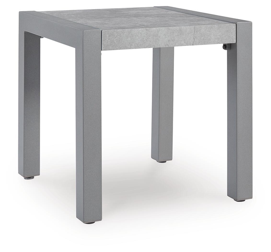 Hurley Park gray side table with square frame legs and smooth tabletop