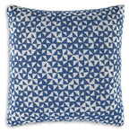 Jaycott Next-Gen Nuvella blue geometric square pillow cover, woven texture