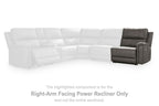 Right-arm facing power recliner component in dark gray on a sectional layout