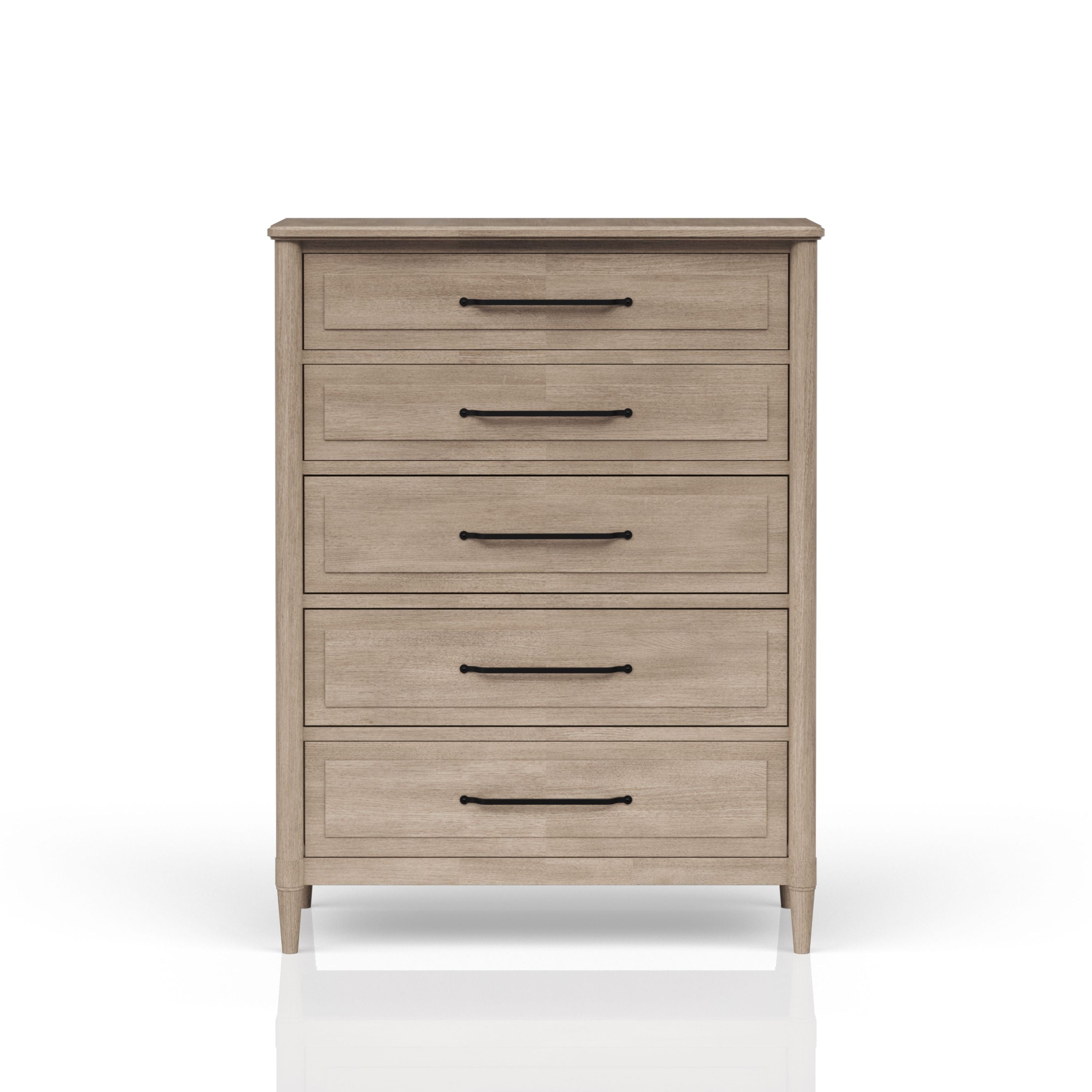 Elegant Sand Solid Wood 5-Drawer Chest Cedar Lined