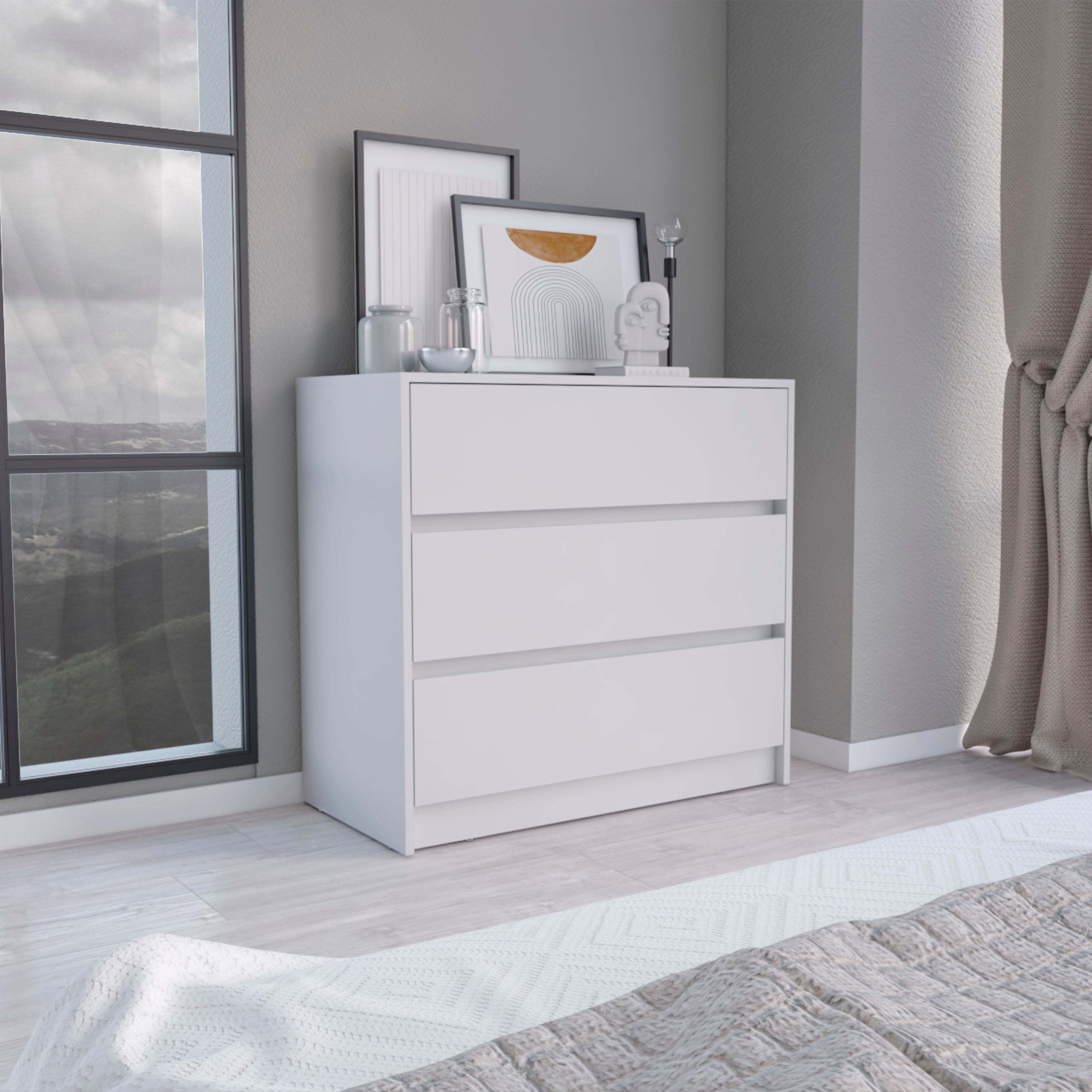 White 3-Drawer Dresser Chest of Drawers 31" H