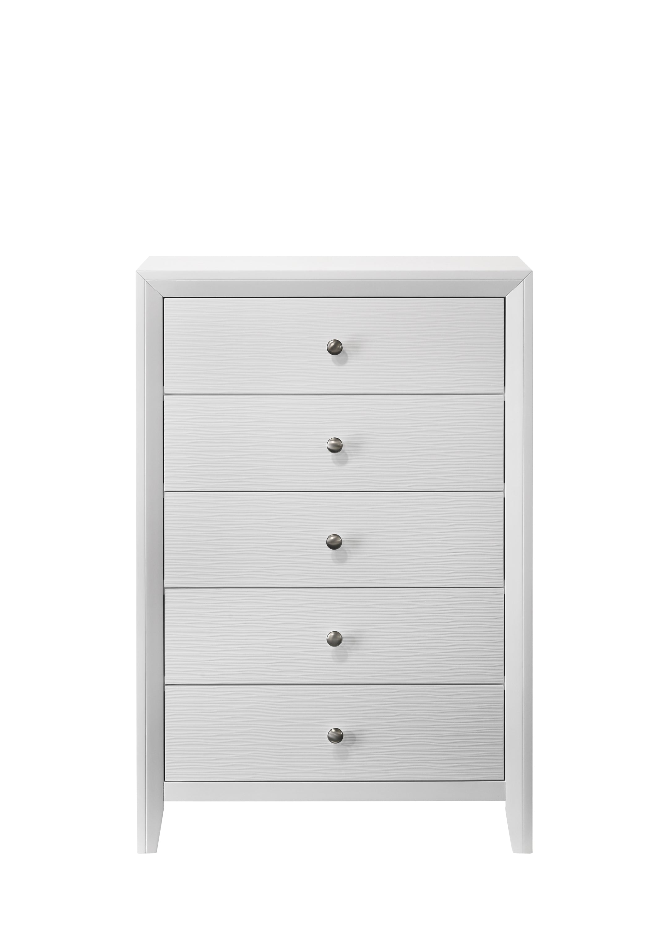 Modern White 5-Drawer Chest for Bedroom Living Room