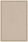 Light brown indoor/outdoor rug, herringbone weave with border