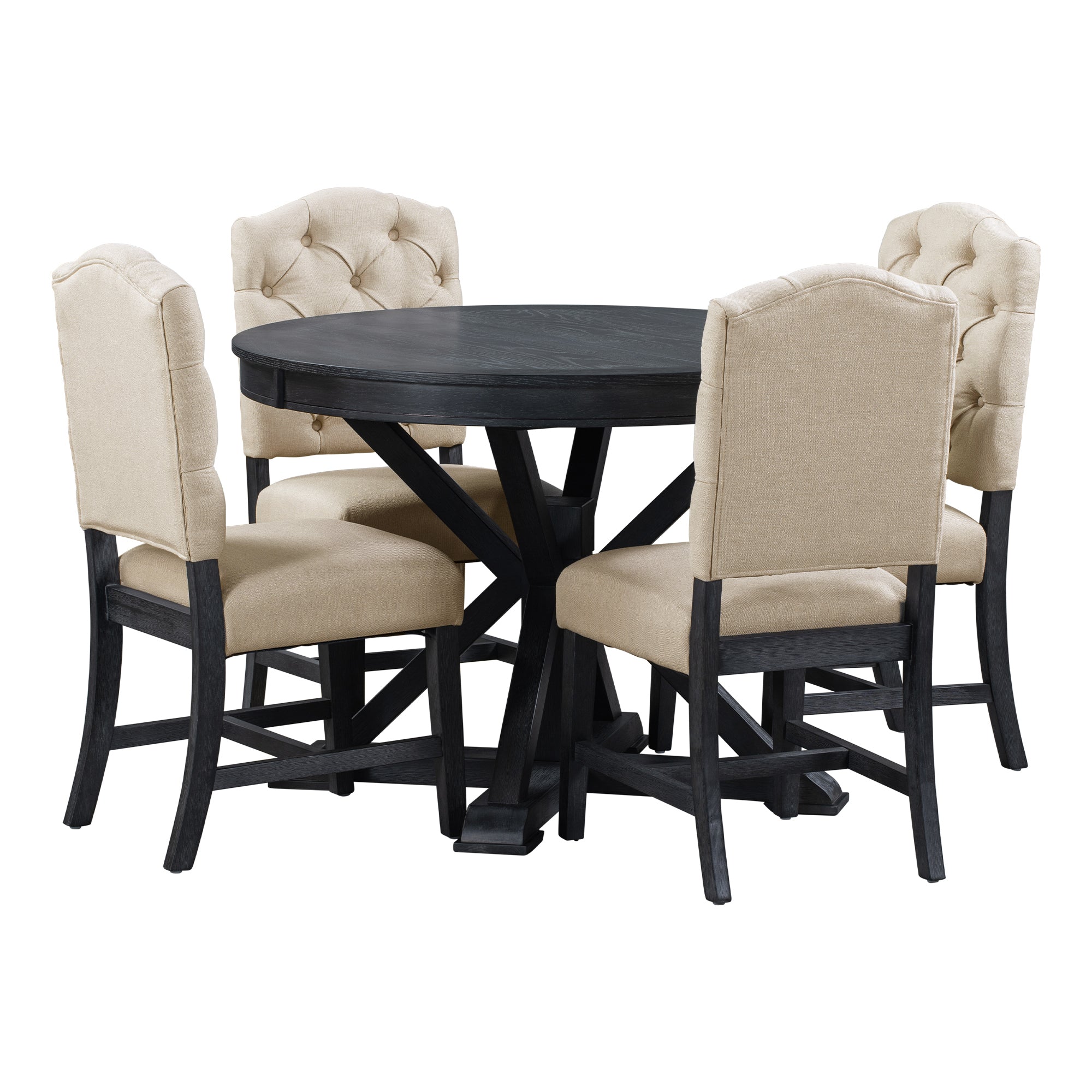 Retro Extendable Dining Table & 4 Chairs Set (Espresso)