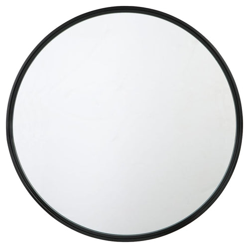Brocky black round accent mirror with slim dark frame
