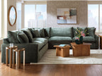 Jade green sectional sofa set with left chaise and three back pillows