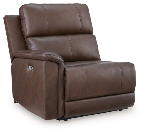 Espresso power recliner with padded armrest and recline footrest