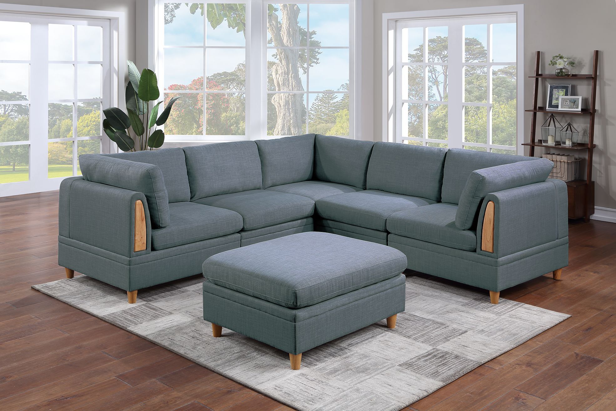 Contemporary 6pc Modular Sectional Sofa Set Living Room