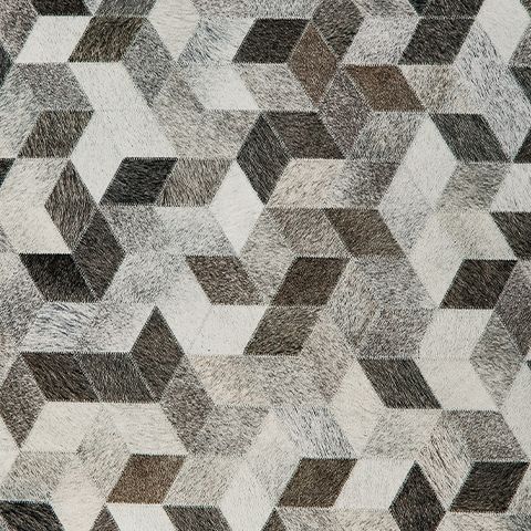 Geometric pouf fabric pattern with gray, black, and off-white cube shapes