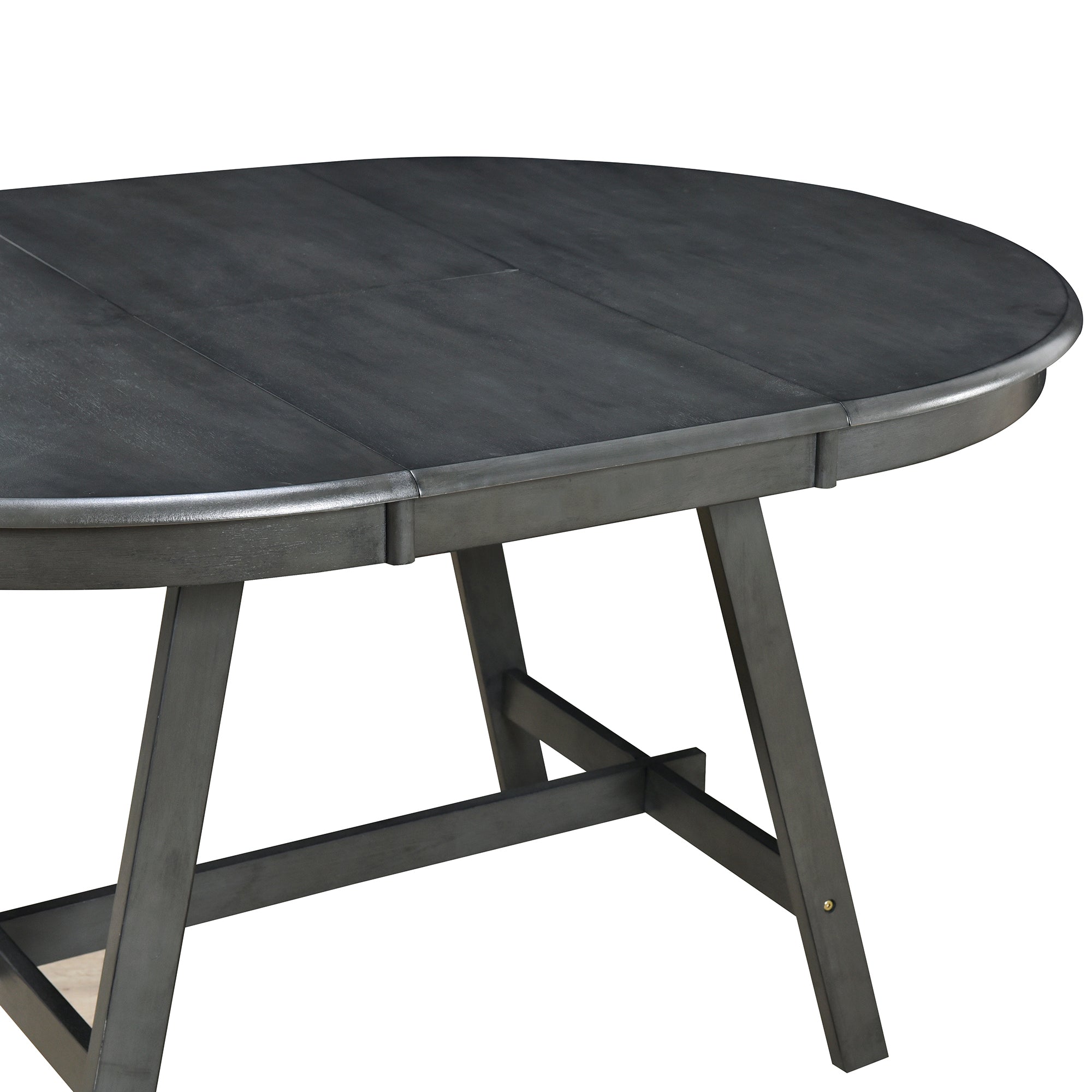 5-Piece Round Extendable Dining Table Set (Gray)
