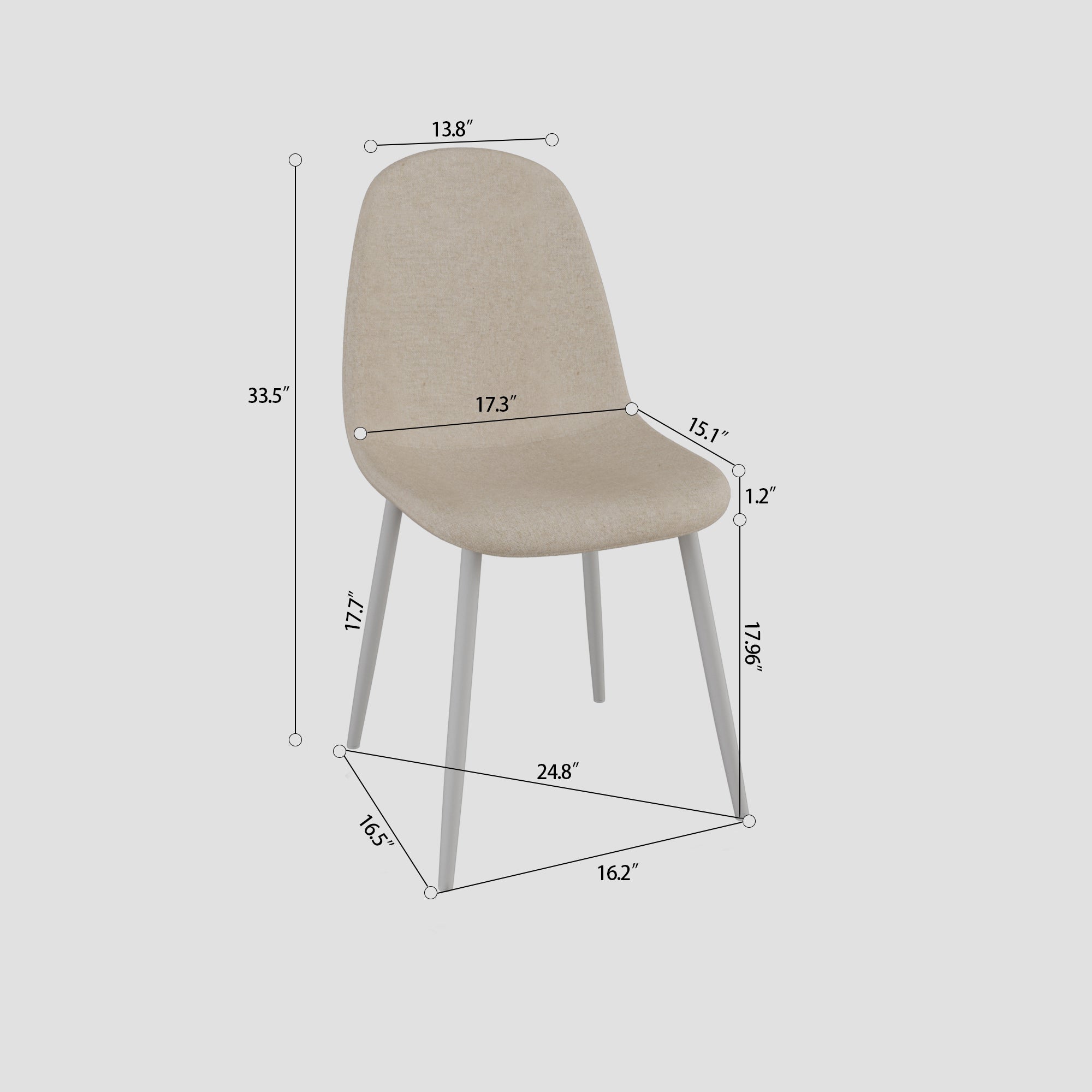 Modern Cream Dining Table & 4 Chairs Set - 63"