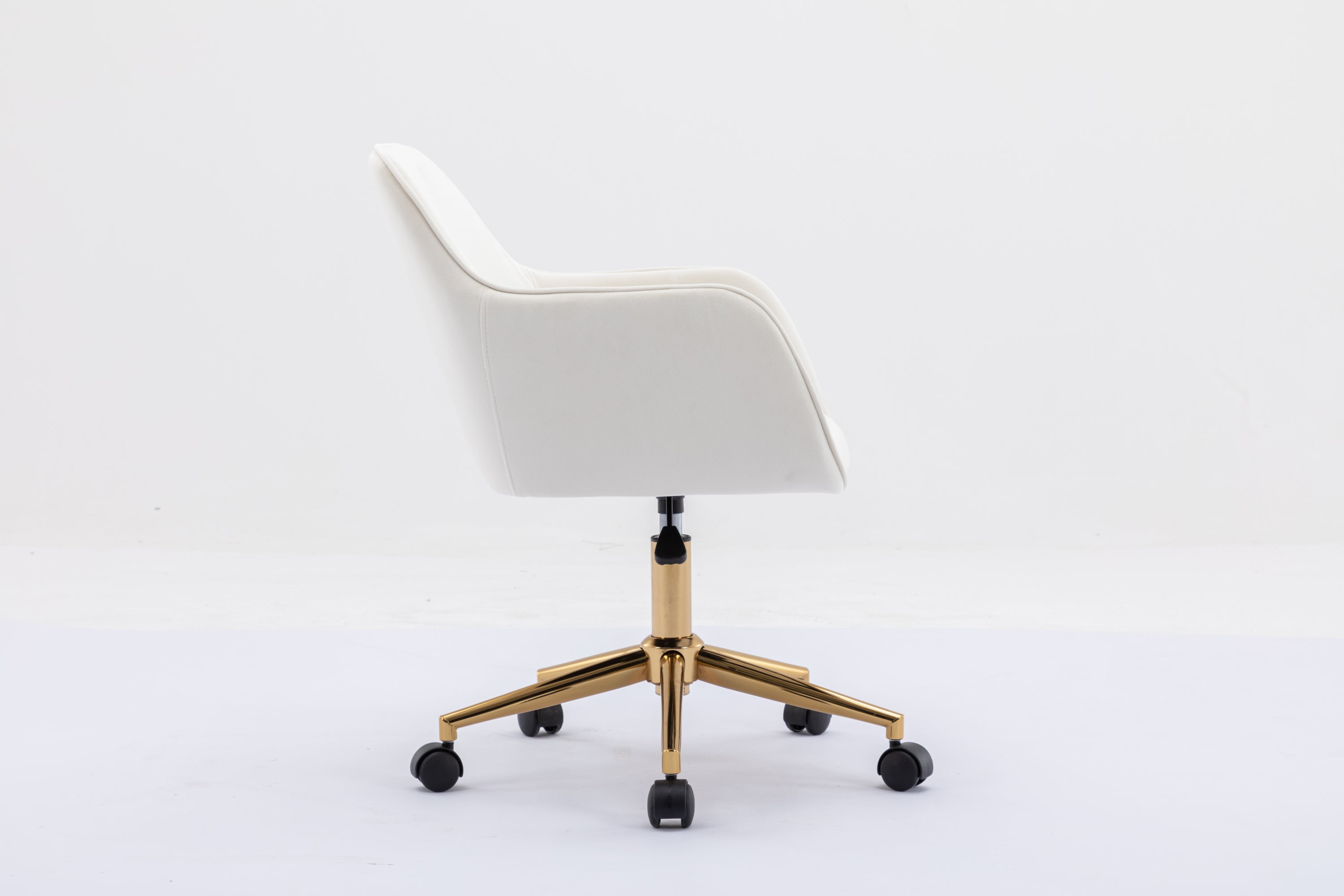 Velvet Adjustable Home Office Chair with Gold Metal Legs