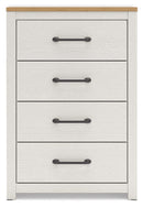 Linnocreek - White / Warm Brown - Four Drawer Chest