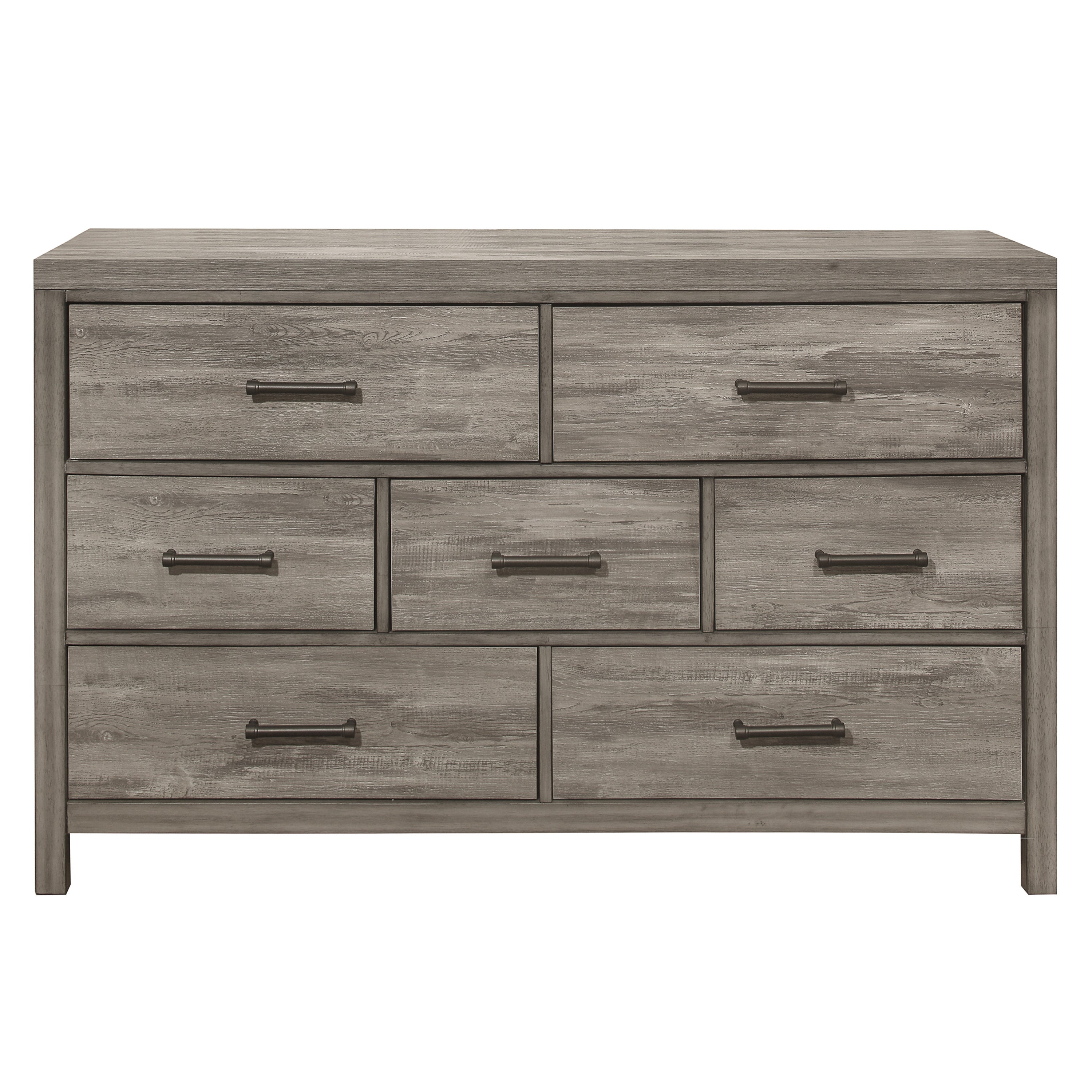 Rustic 7-Drawer Bedroom Dresser - Weathered Gray Melamine