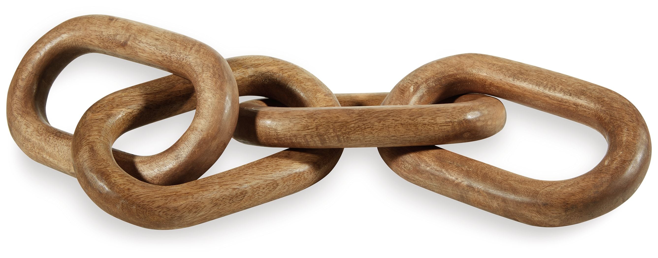 Light brown chain sculpture with three interlocking oval links