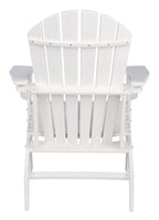 White Adirondack chair with slatted backrest and seat