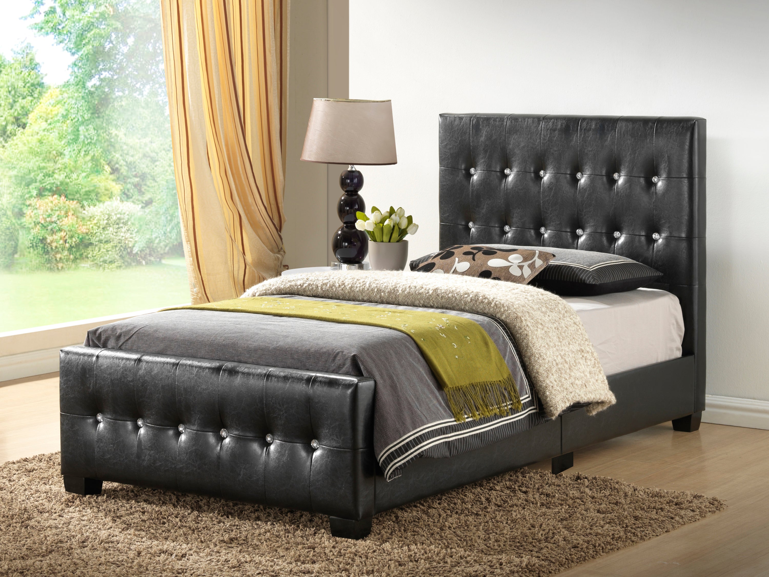 Stylish Transitional Twin Bed | Sleek Black Design for Modern Bedrooms