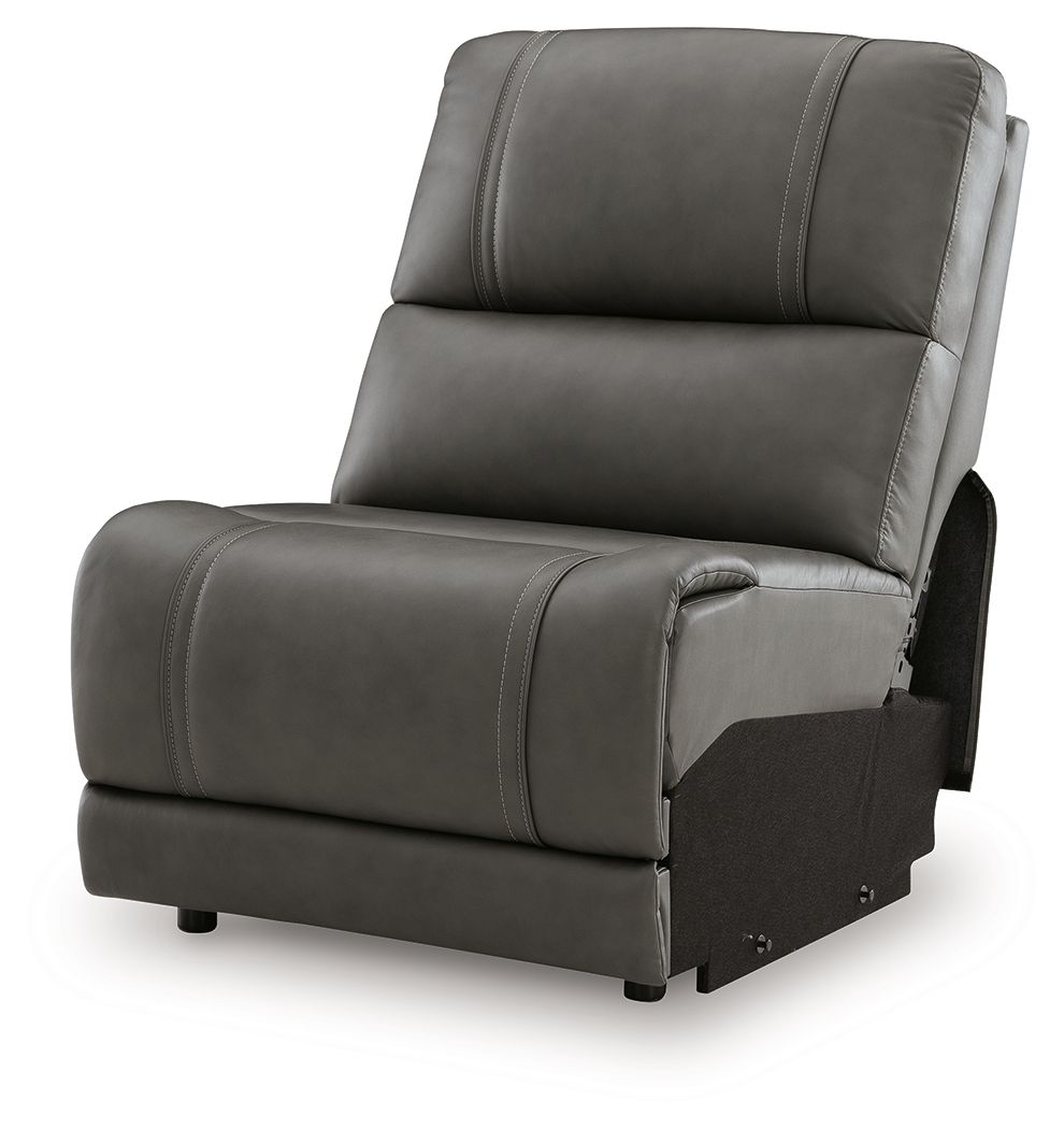 Harrenhurst armless chair, dark gray, padded backrest and cushioned seat with base