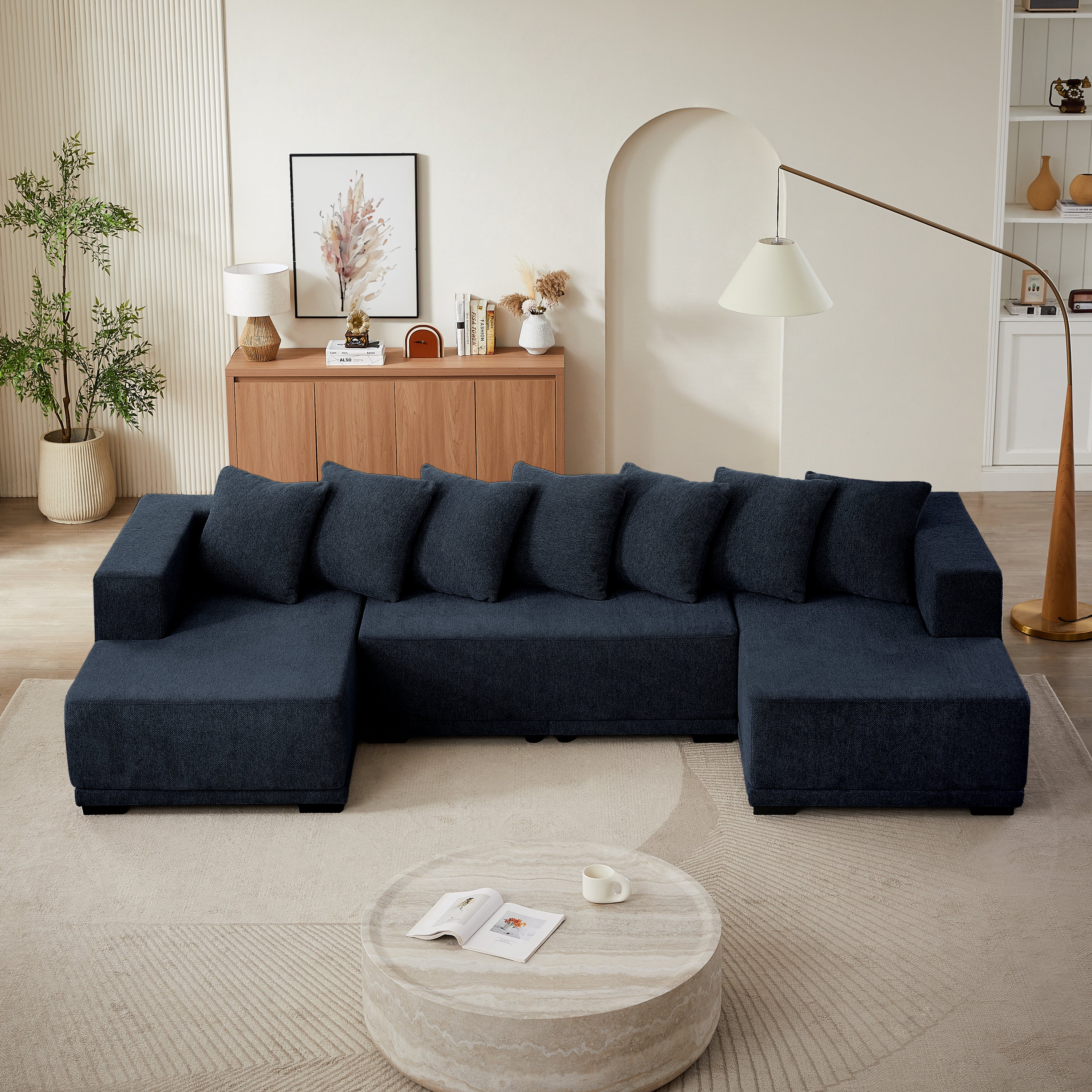 Luxury Chenille U-Shaped Sectional Sofa Set Cloud Couch