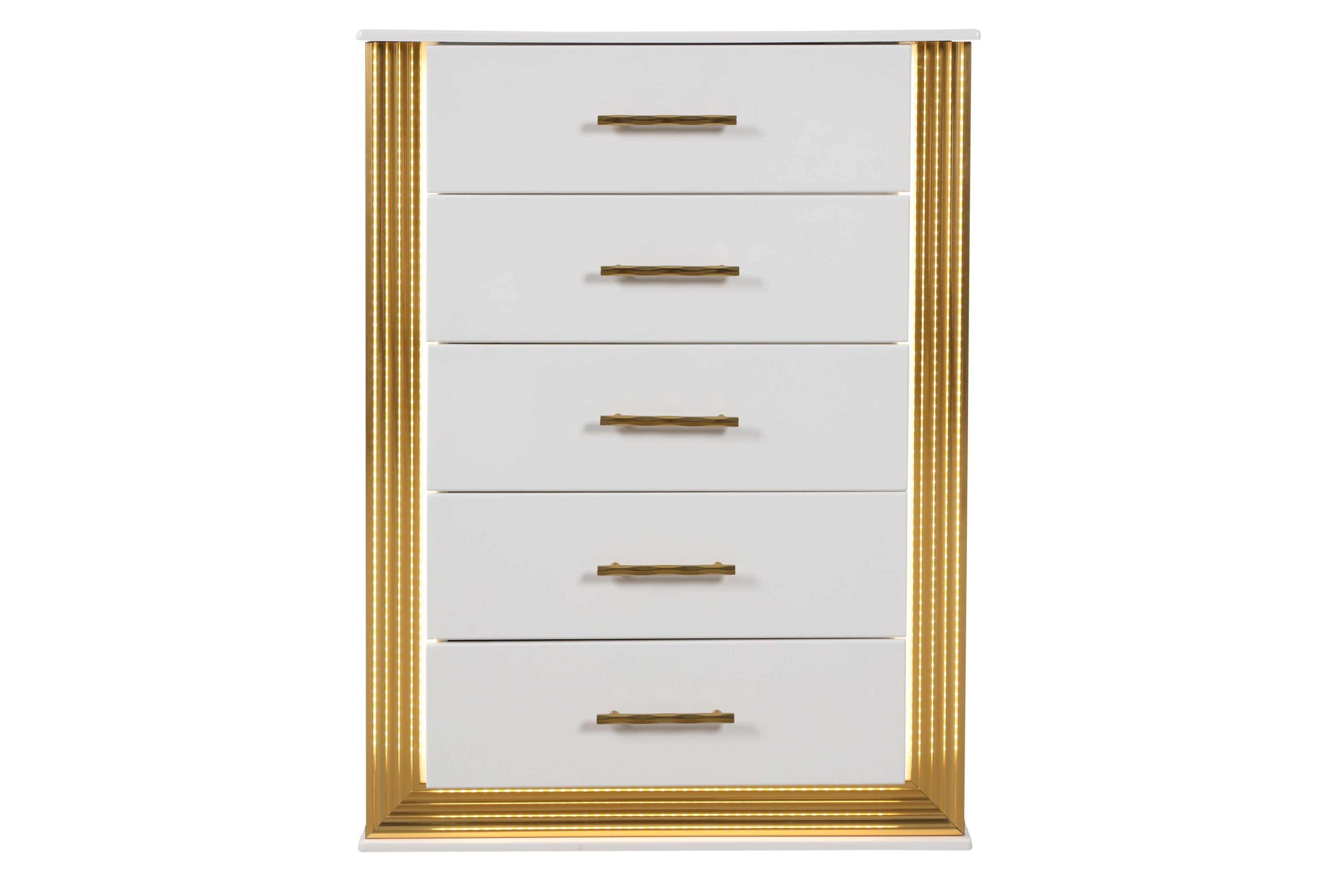 Obsession Contemporary 5-Drawer Wood Gold Chest