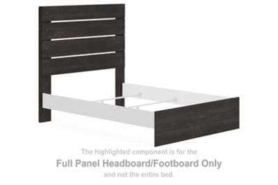 Full panel headboard and footboard, dark gray, with horizontal slat design