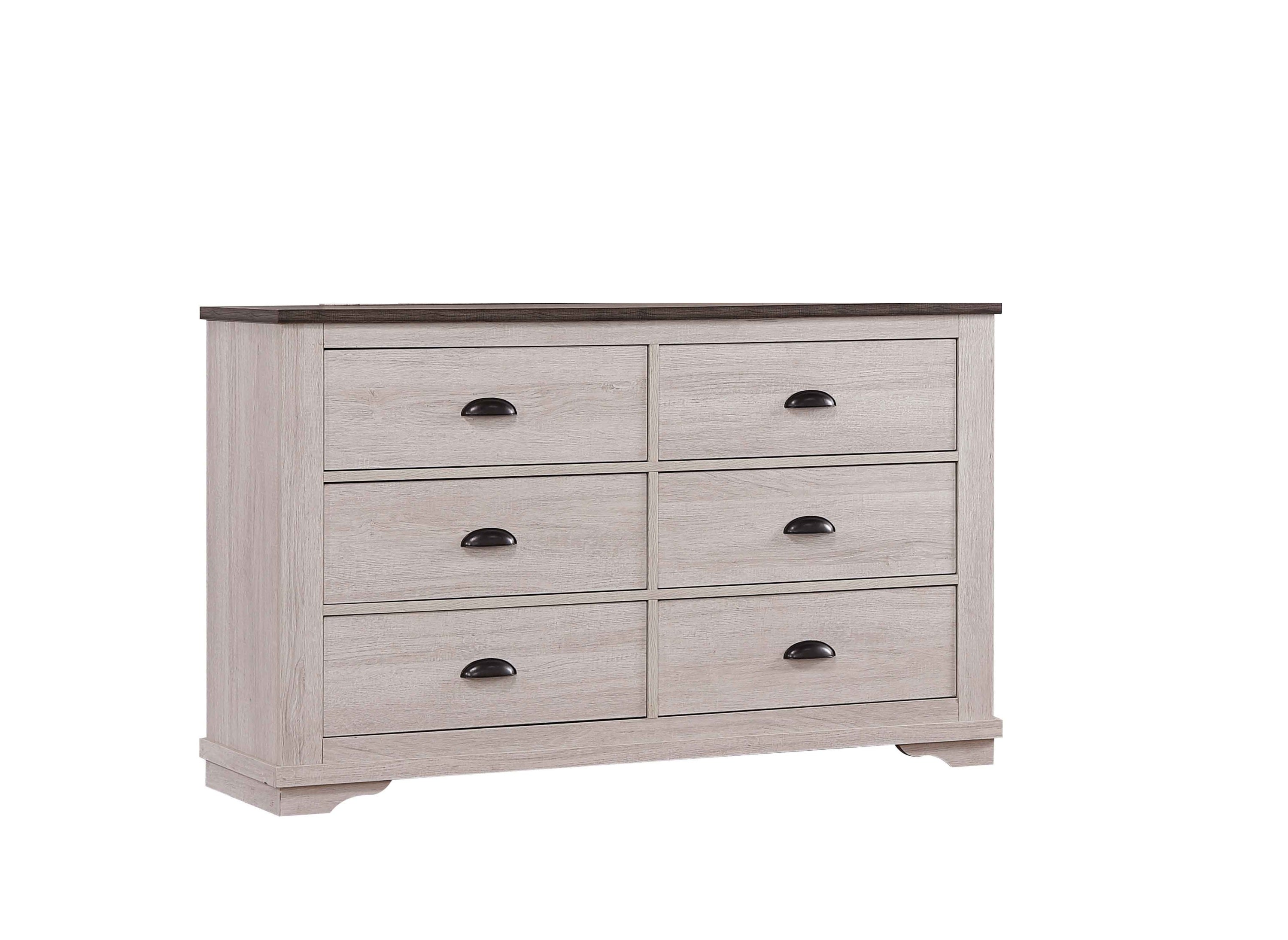 Rustic Chalk Gray 6-Drawer Dresser - Contemporary Wood