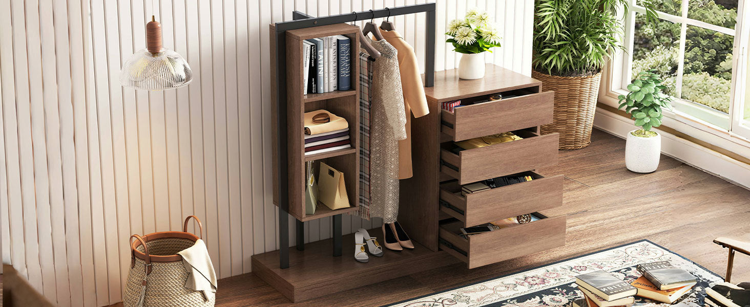 Espresso Wardrobe with Drawers & Shelves