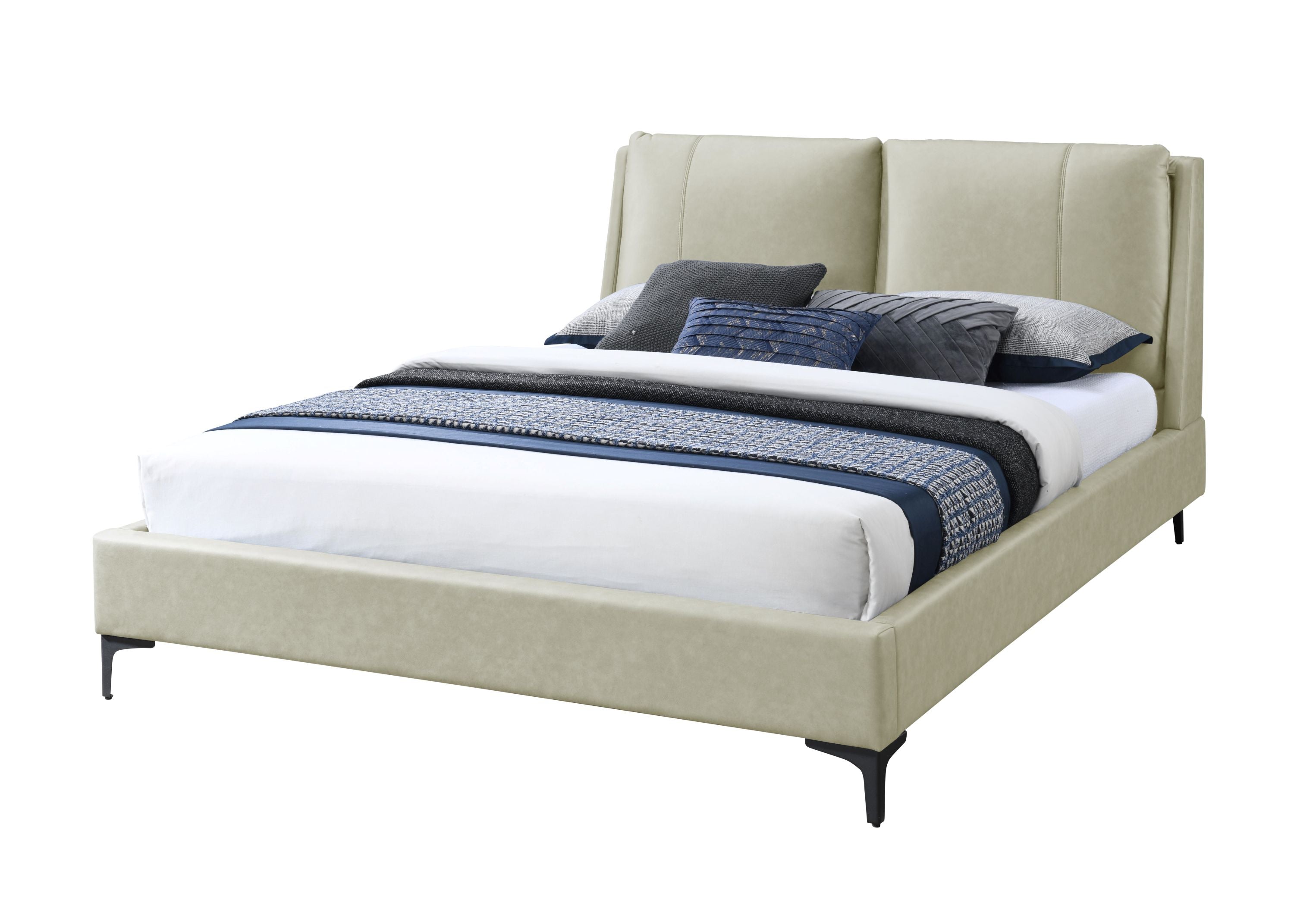 Upholstered Tan King Bed Frame - Shop Online for Comfort