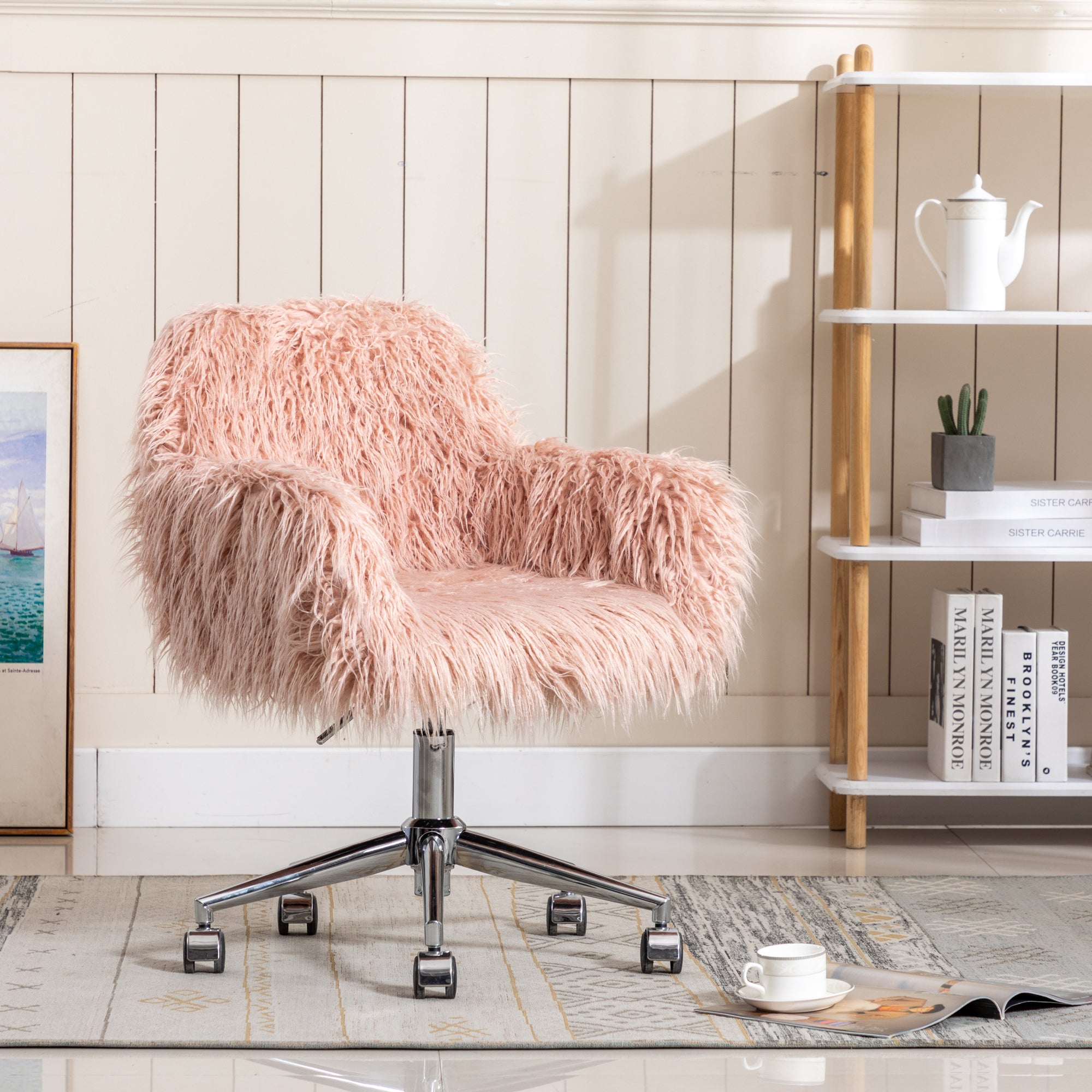 Fluffy Home Office Chair | Makeup Vanity Chair for Girls