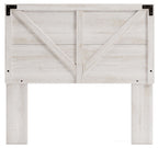 White crossbuck panel headboard, front view with two side legs