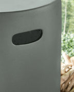 Gray stool side with oval handle cutout opening