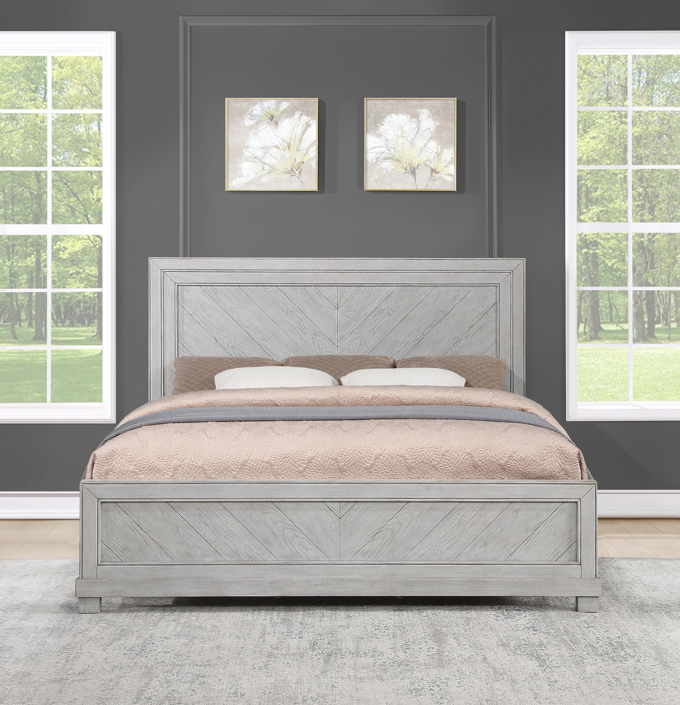 Montana Gray King Bed: Modern Upholstered Frame