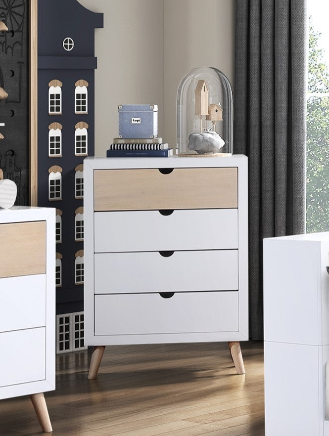 White/Natural Youth Bedroom Storage Chest Drawers