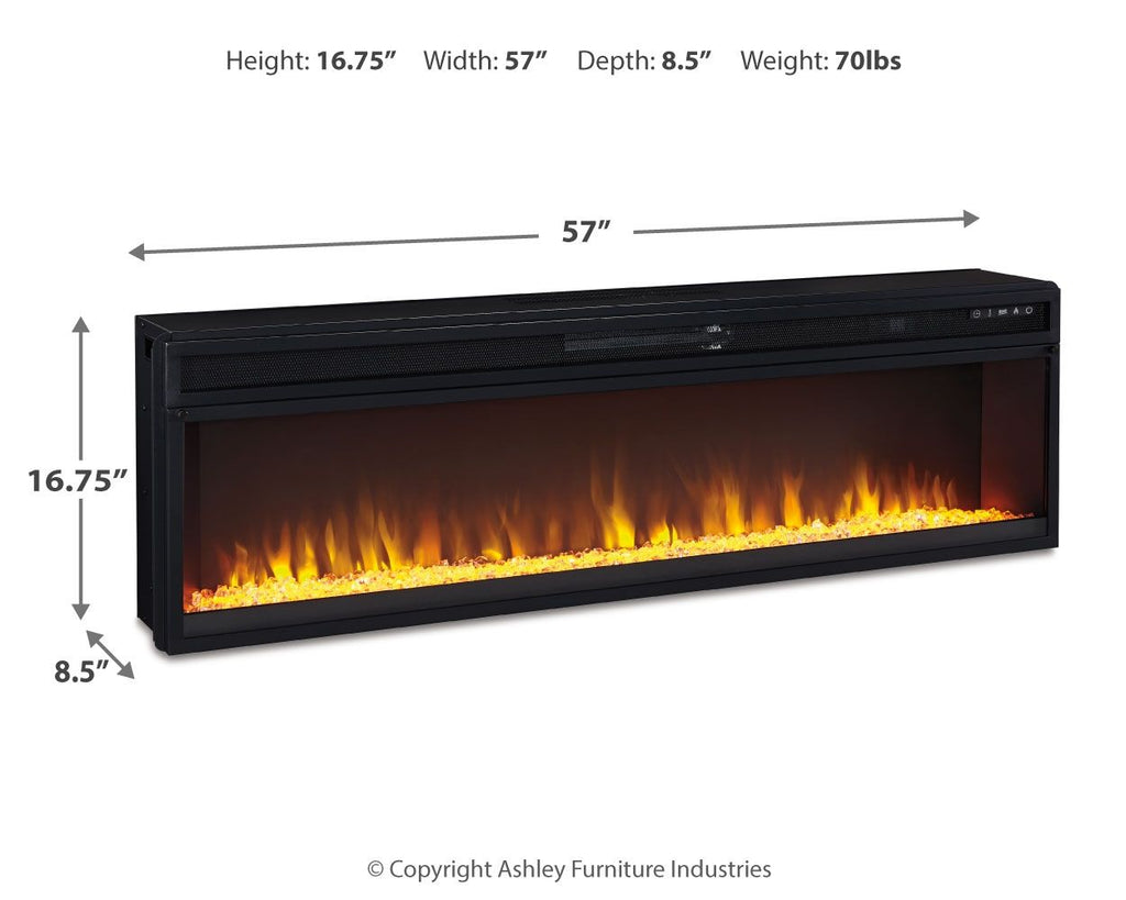 Black wide fireplace insert with height 16.75 in and depth 8.5 in